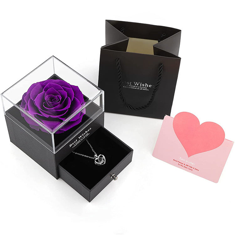 Preserved Flower Rose Jewelry Box Acrylic Gift Box