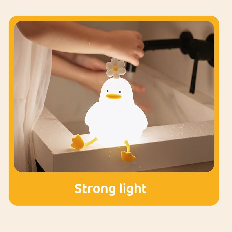 Cute Duck Led Night Light USB Rechargeable Nightlights Silicone Lamp Touch Switch Children Kid Bedroom Decoration Birthday Gift