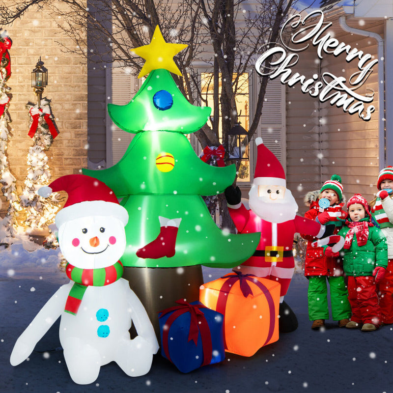 7.2 Feet Inflatable Lighted Christmas Decoration Tree with Santa Claus