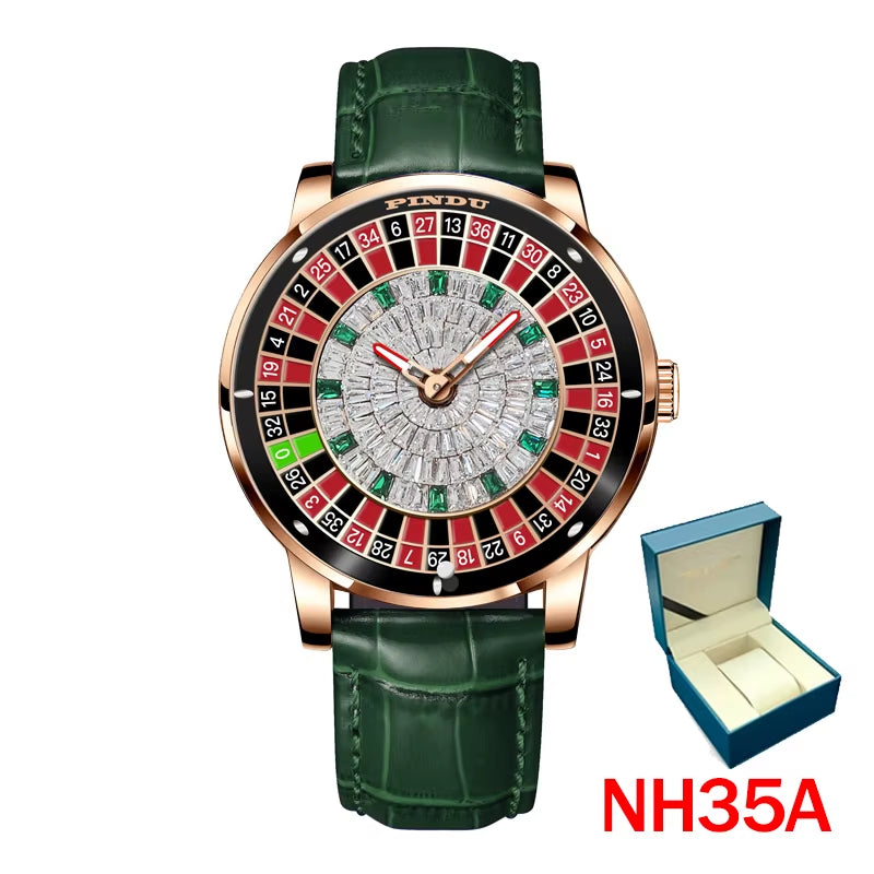 2024 New indu the Jacob & Co. Casino NH35A Automatic Watch Men Stainless Steel Waterroof Mechanical Diamond Watch Men+Gift Box