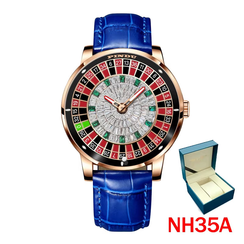 2024 New indu the Jacob & Co. Casino NH35A Automatic Watch Men Stainless Steel Waterroof Mechanical Diamond Watch Men+Gift Box